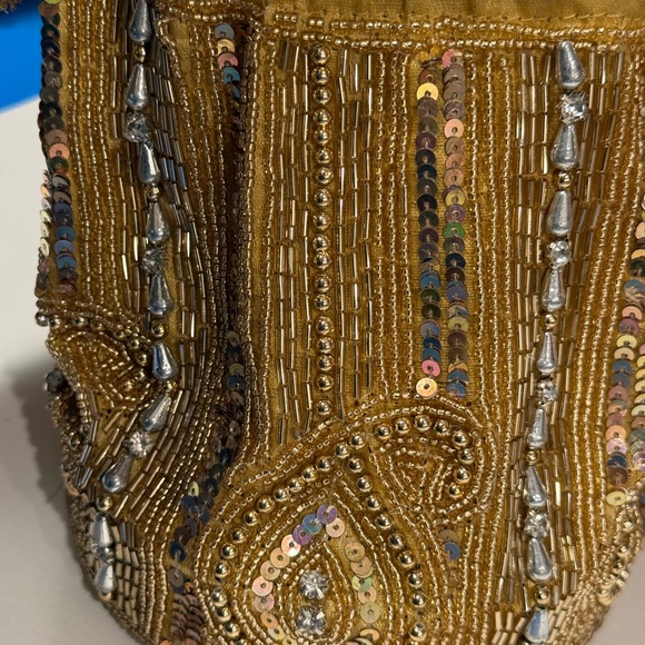 Hand Crafted Gold Beaded Clutch - Picture 8 of 13